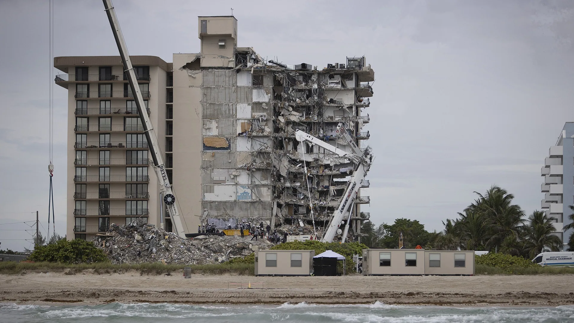 FORTS buildings on the beach beside the Surfside collapse response site