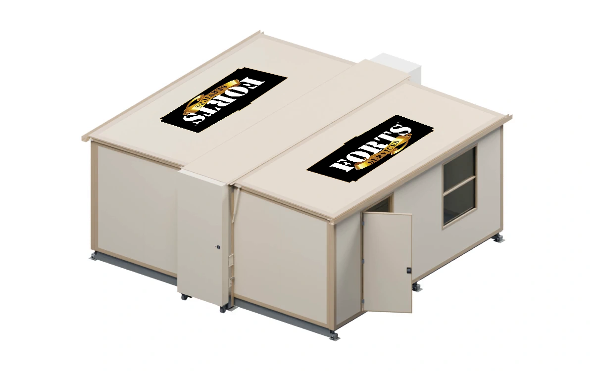 Deployed FORTS building with a door, windows and rigid walls